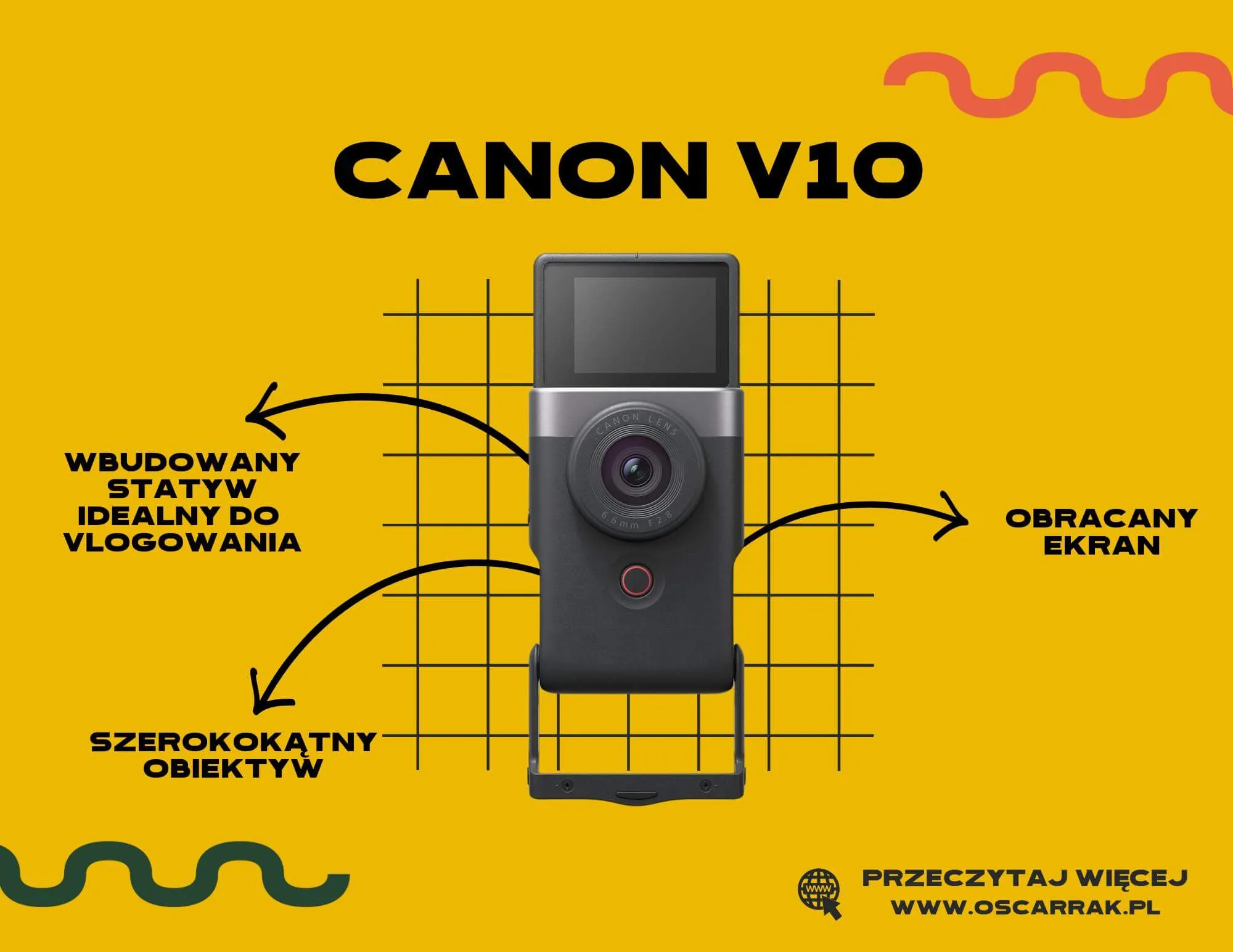 Canon PowerShot V10 z wbudowanym statywem i obracanym ekranem; oferta na Ceneo