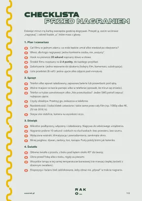 Pierwsza strona PDF: Checklista przed nagraniem