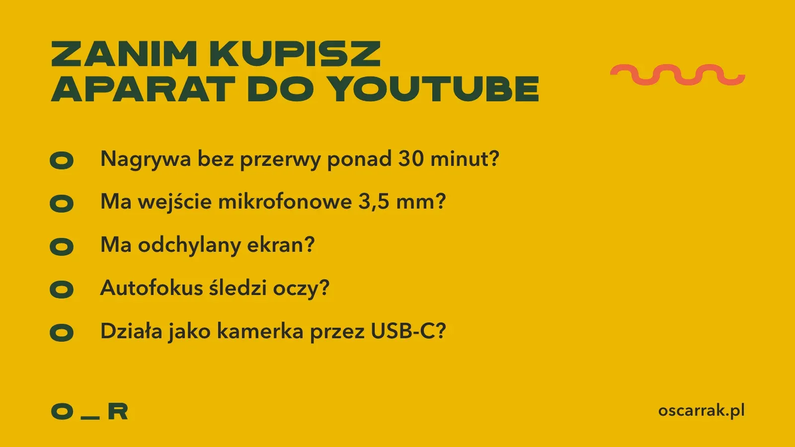 Checklista przed zakupem aparatu do YouTube: nagrywanie ponad 30 minut bez przerwy, wejście mikrofonowe, odchylany ekran, autofokus śledzący oczy i praca jako kamerka przez USB-C