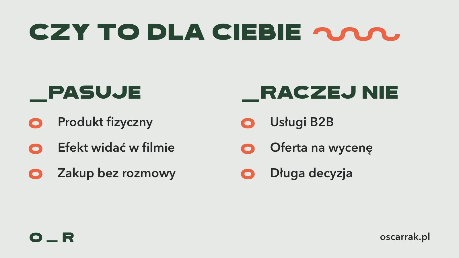 Porównanie, komu pasuje TikTok Shop: produkt fizyczny z widocznym efektem i zamówieniem bez rozmowy, a raczej nie usługa B2B i oferta na wycenę