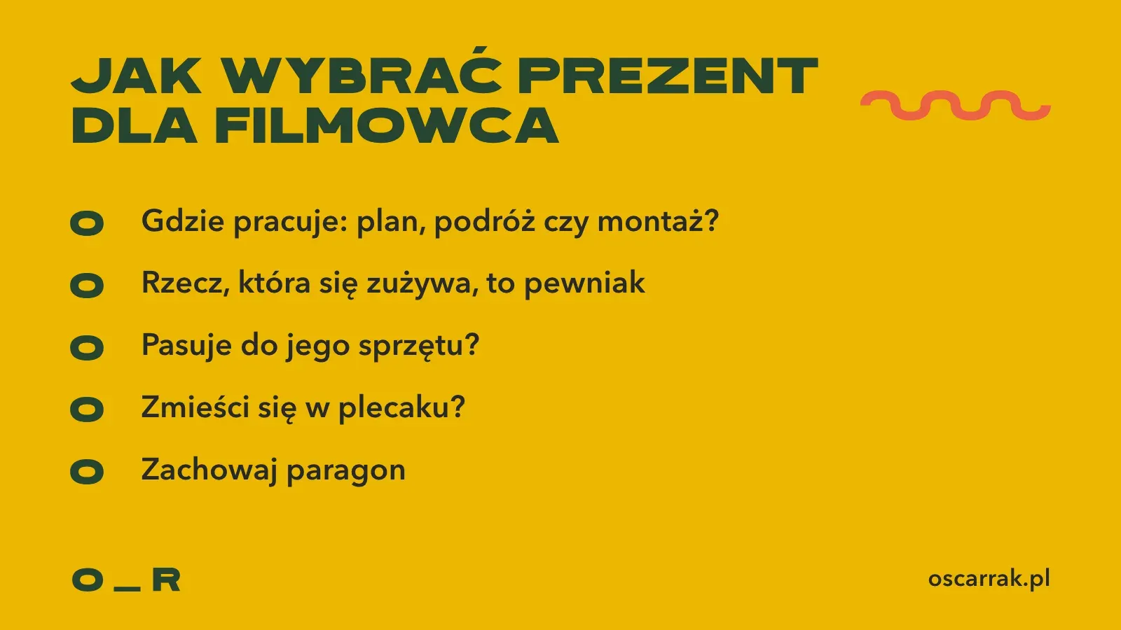 Checklista wyboru prezentu dla filmowca: gdzie pracuje, rzeczy, które się zużywają, zgodność z jego sprzętem, rozmiar w plecaku i paragon