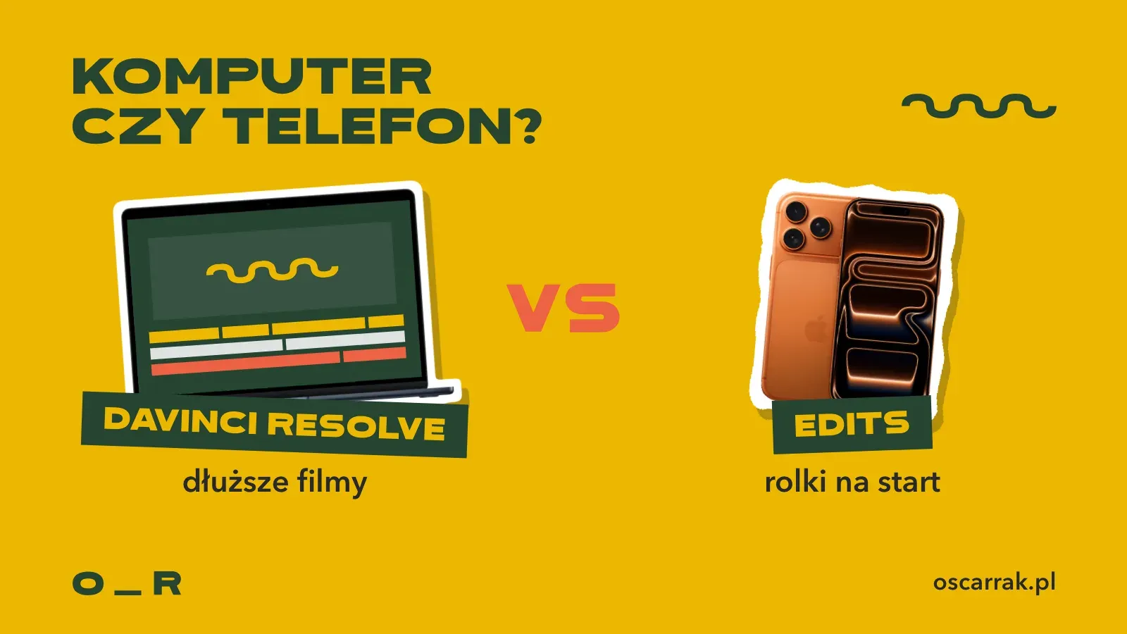 Naklejki laptopa i iPhone’a: DaVinci Resolve na komputerze do dłuższych filmów, Edits na telefonie do rolek na start