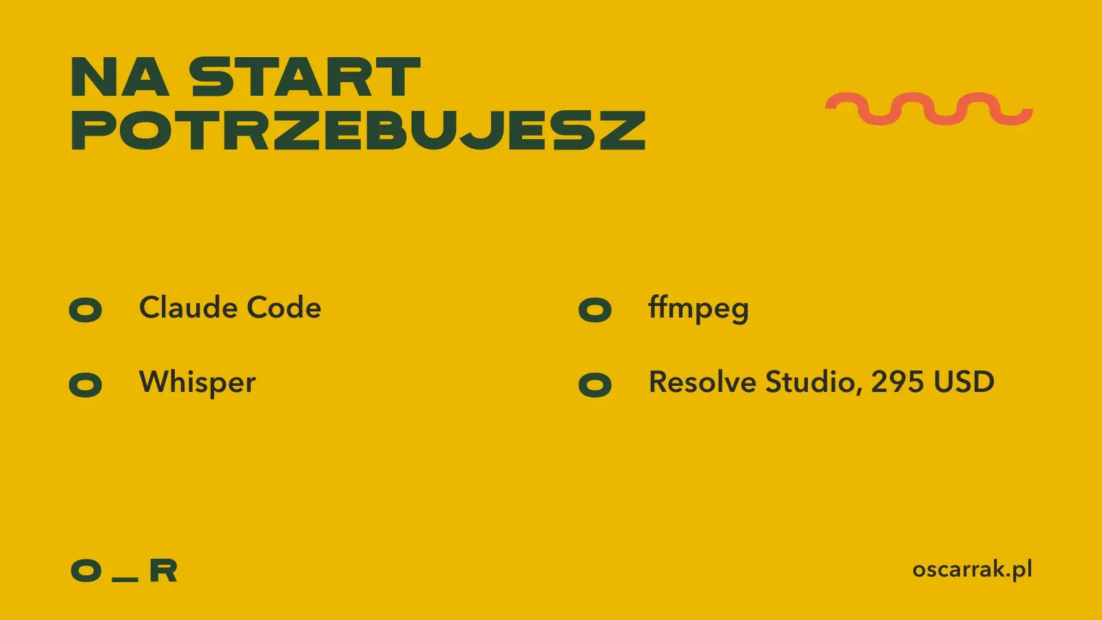 Na start potrzebujesz: Claude Code, Whisper, ffmpeg i DaVinci Resolve Studio za 295 USD