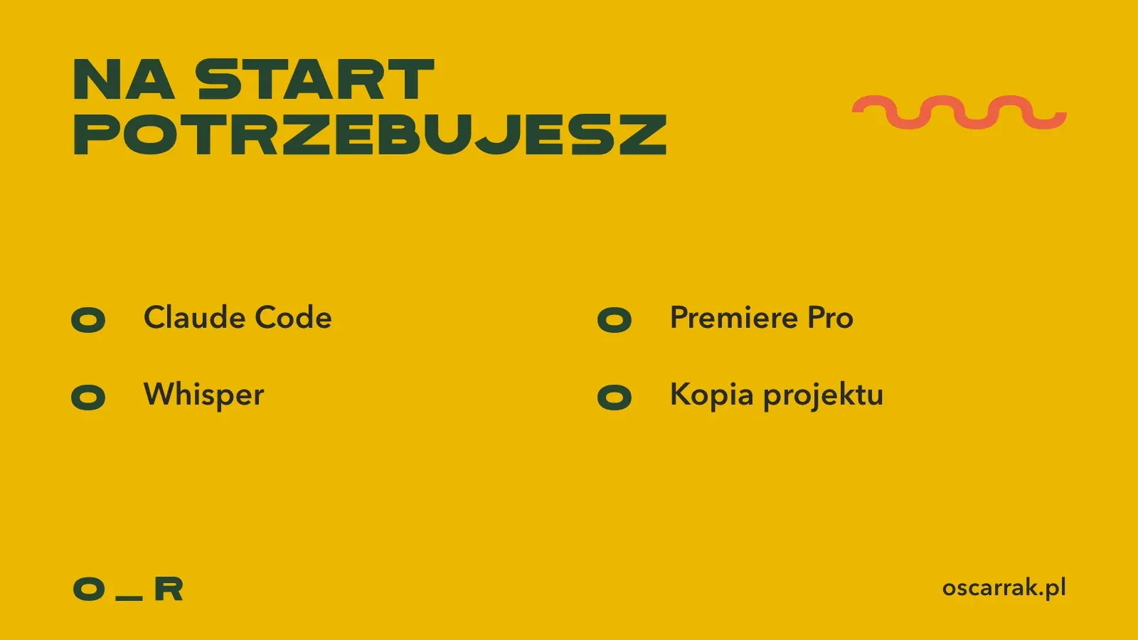 Na start: Claude Code, Whisper, Premiere Pro, plan Adobe i kopia projektu