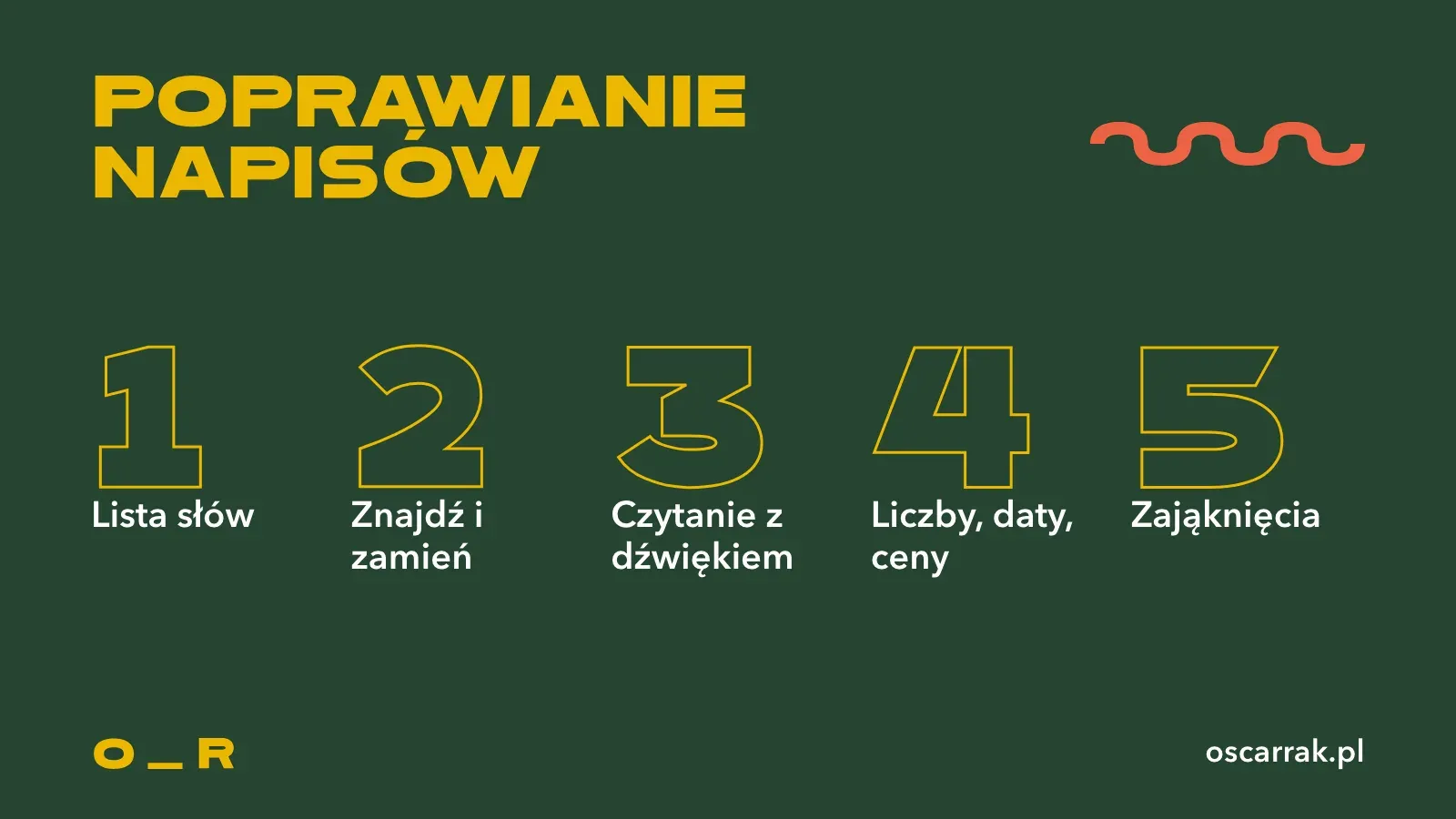 Pięć kroków poprawiania polskich napisów po kolei: lista słów, znajdź i zamień, czytanie z dźwiękiem, liczby, daty, ceny oraz zająknięcia