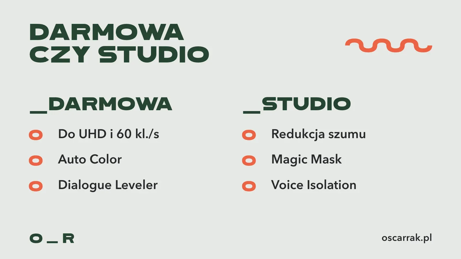 Porównanie wersji DaVinci Resolve: darmowa ma limit UHD i 60 klatek na sekundę oraz Auto Color, Studio dodaje redukcję szumu, Magic Mask i izolację głosu