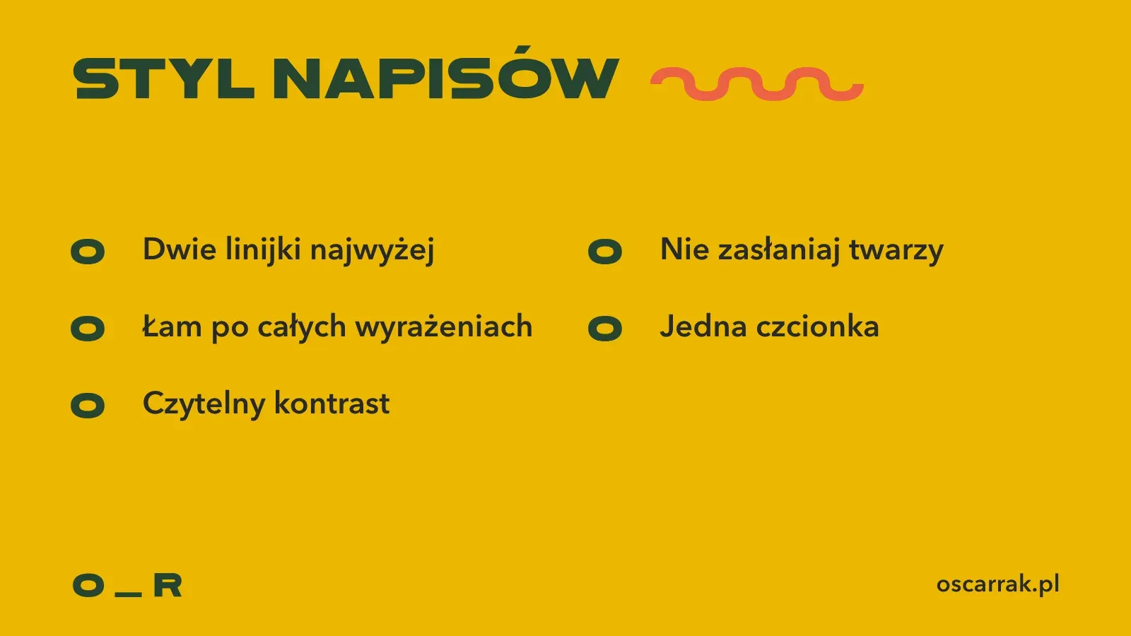 Pięć zasad stylu napisów: dwie linijki najwyżej, łam po całych wyrażeniach, czytelny kontrast, nie zasłaniaj twarzy, jedna czcionka