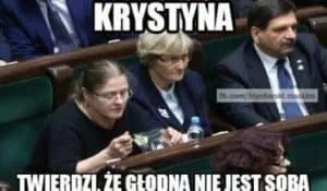 Mem z posłanką jedzącą w Sejmie sałatkę: Krystyna twierdzi, że głodna nie jest sobą