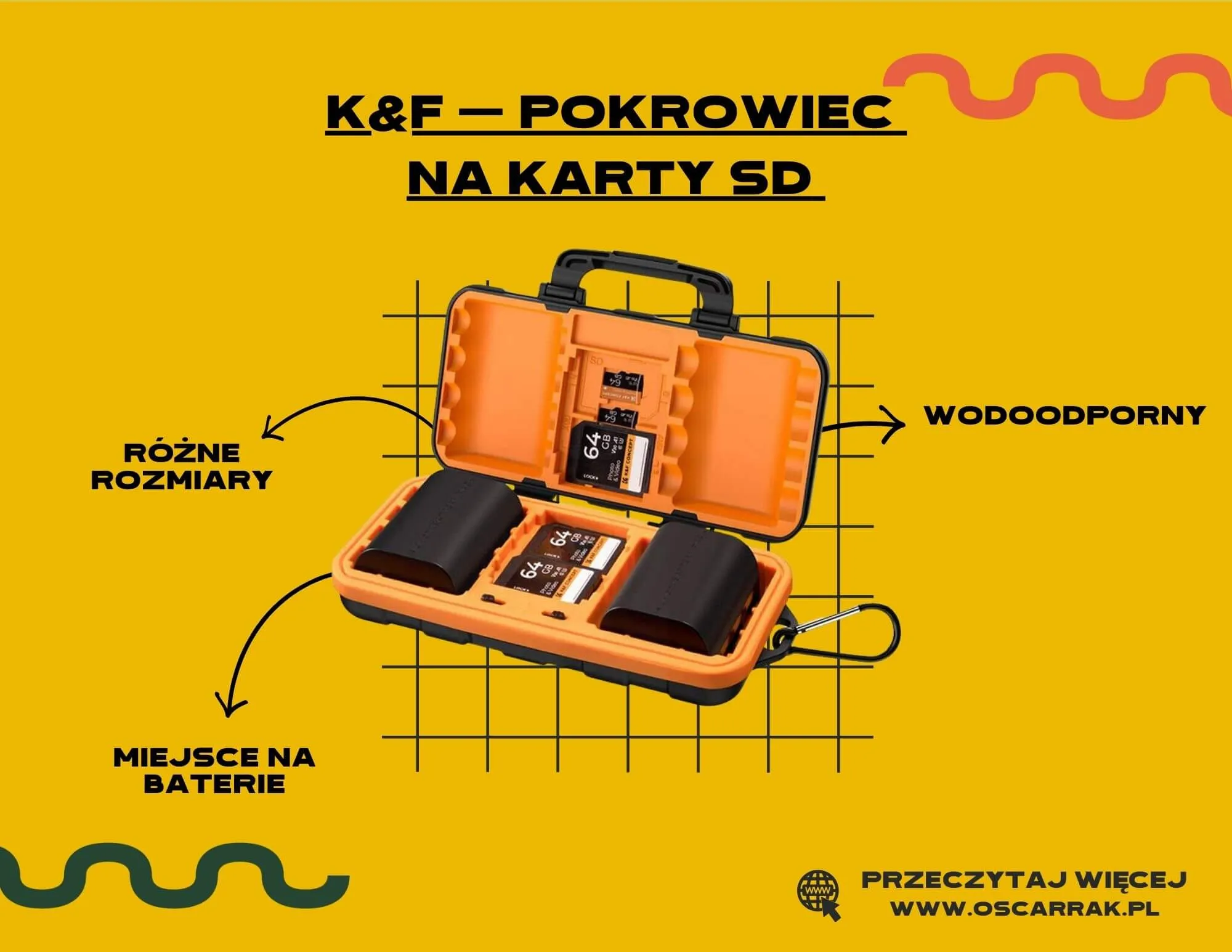 Otwarty wodoodporny pokrowiec K&F na karty SD i baterie do aparatu