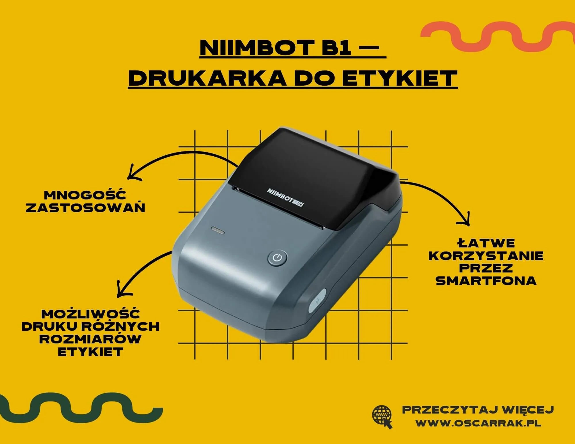 Drukarka etykiet Niimbot B1 z opisem zalet, obsługa przez smartfona