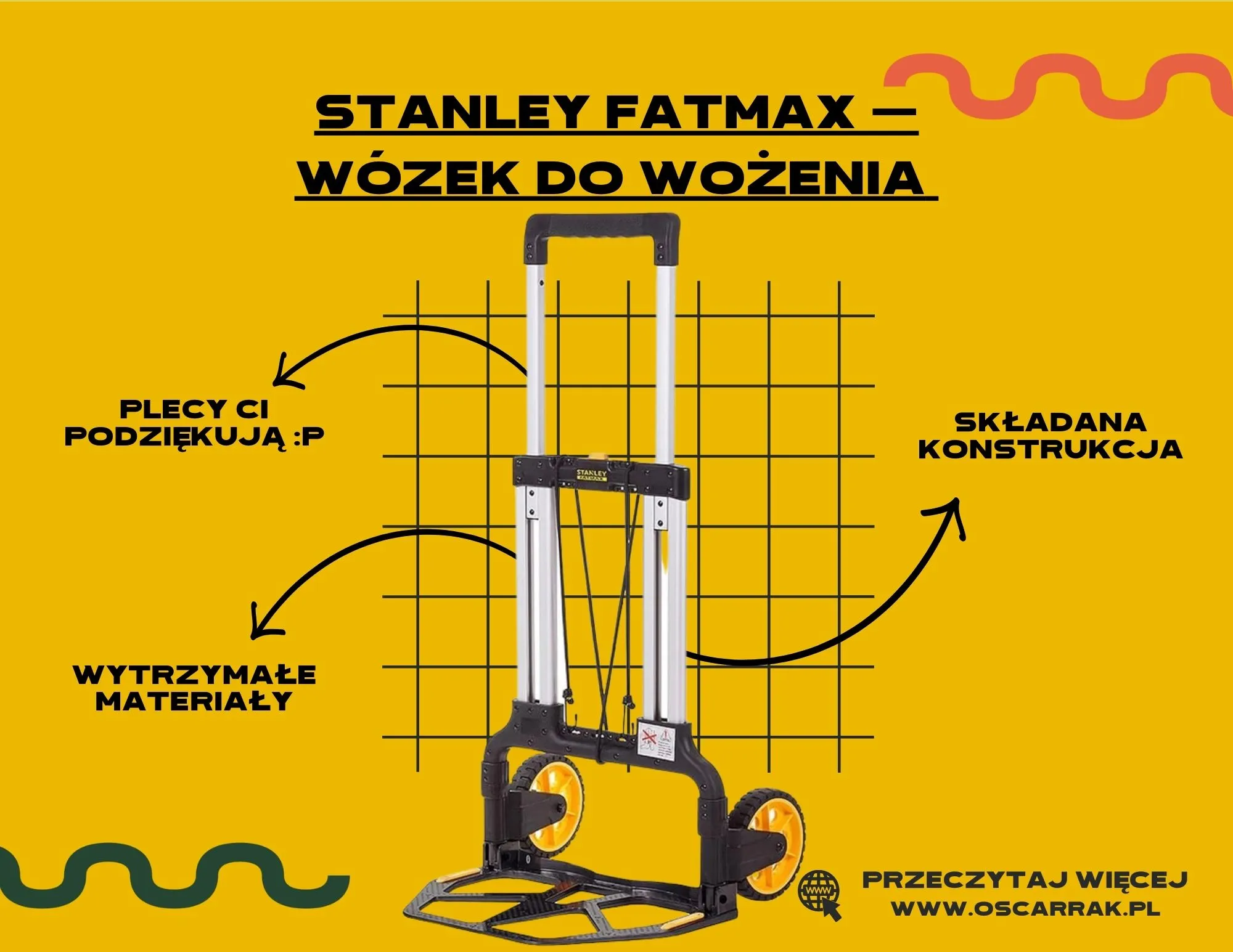 Składany wózek transportowy Stanley Fatmax do przewożenia sprzętu na planie