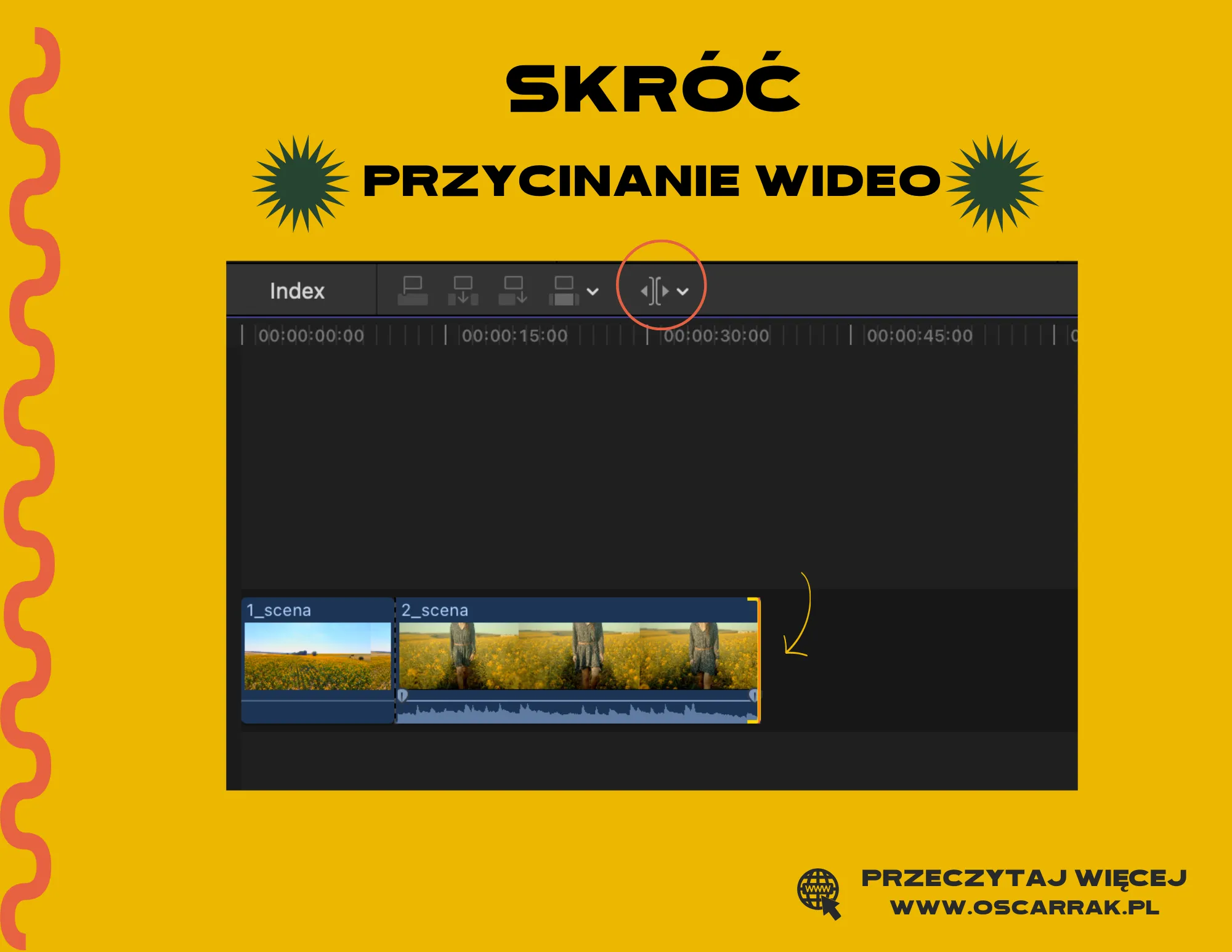 Skracanie końca klipu 2_scena na osi czasu narzędziem Trim