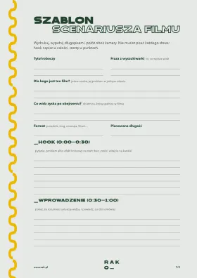 Pierwsza strona PDF: Szablon scenariusza filmu