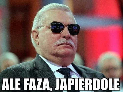 Mem ze starszym mężczyzną w ciemnych okularach i podpisem o niesamowitej fazie